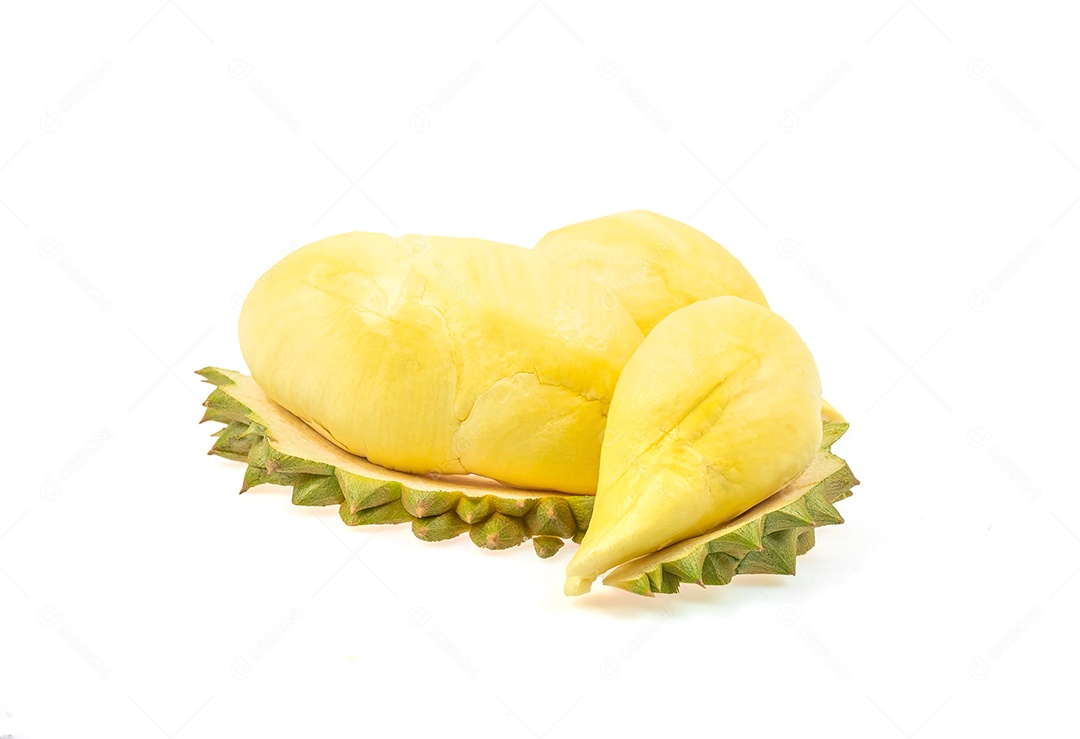 Rei das frutas, Durian isolado no caminho de recorte branco de fundo branco