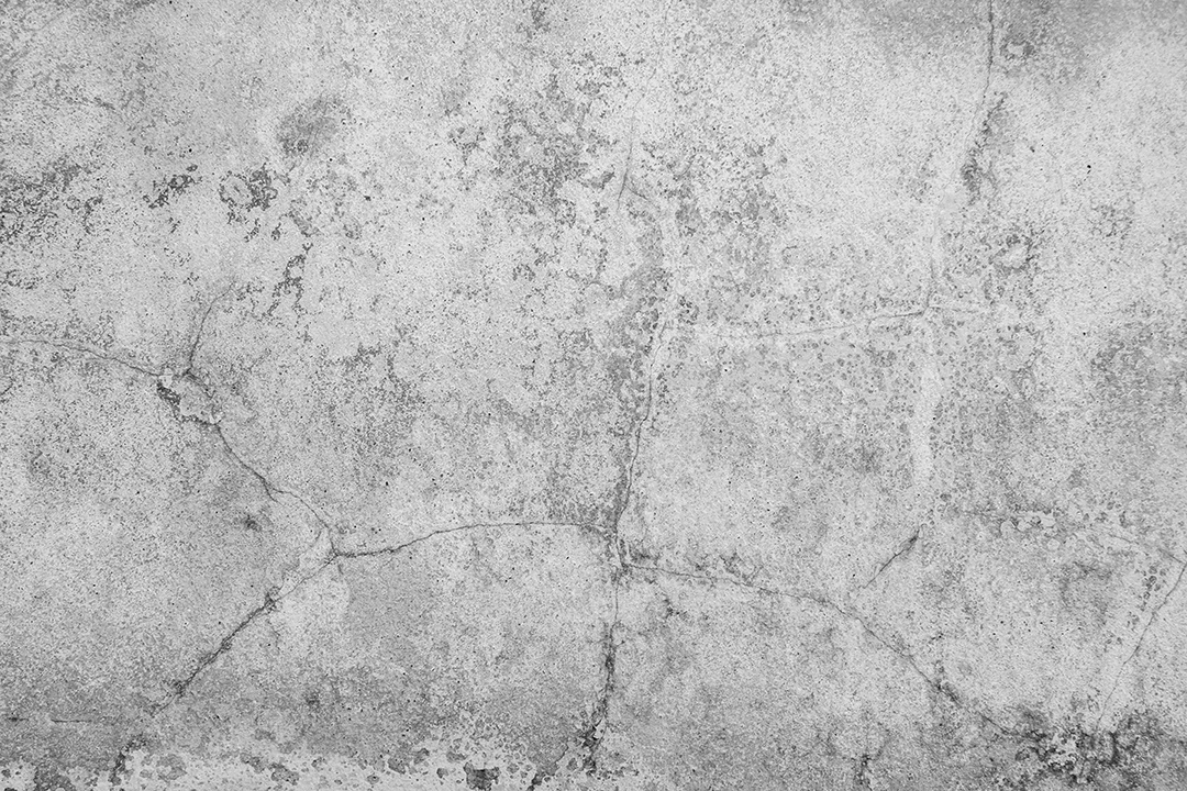 Velho muro de concreto em preto e branco, parede de cimento, parede quebrada, textura de fundo