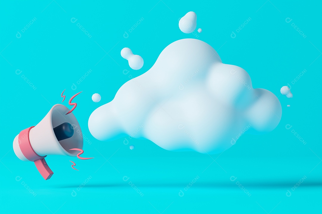 Ilustração 3D megafone fundo azul