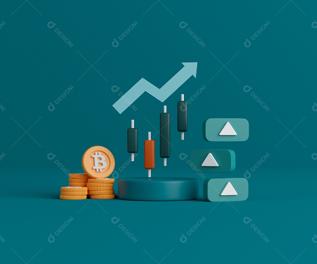 Moeda bitcoin gráfico fundo verde