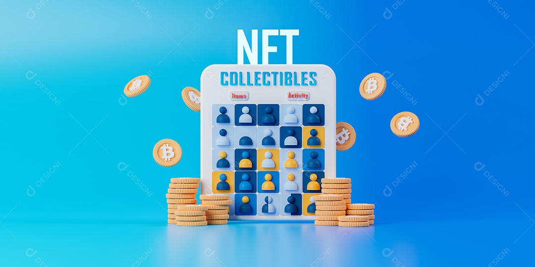 NFT colecionáveis fundo azul