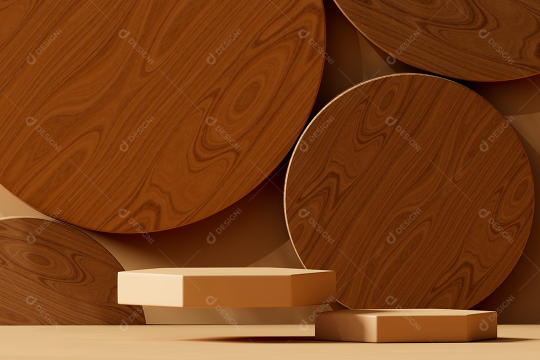 Podium de fundo madeira