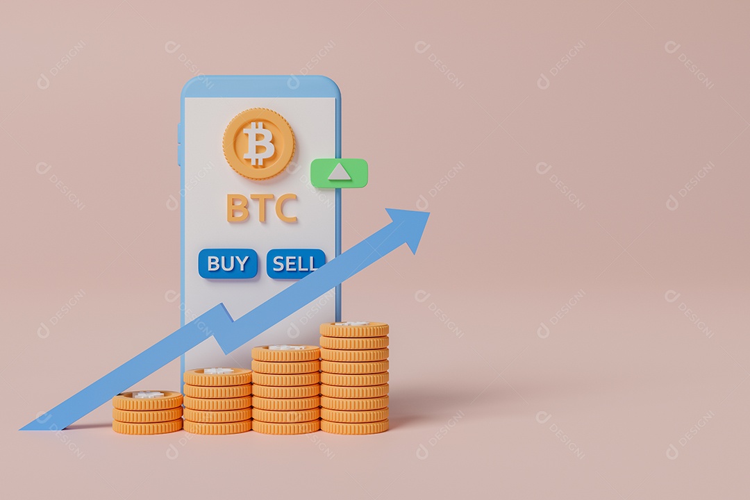 Gráfico subindo sobre moedas