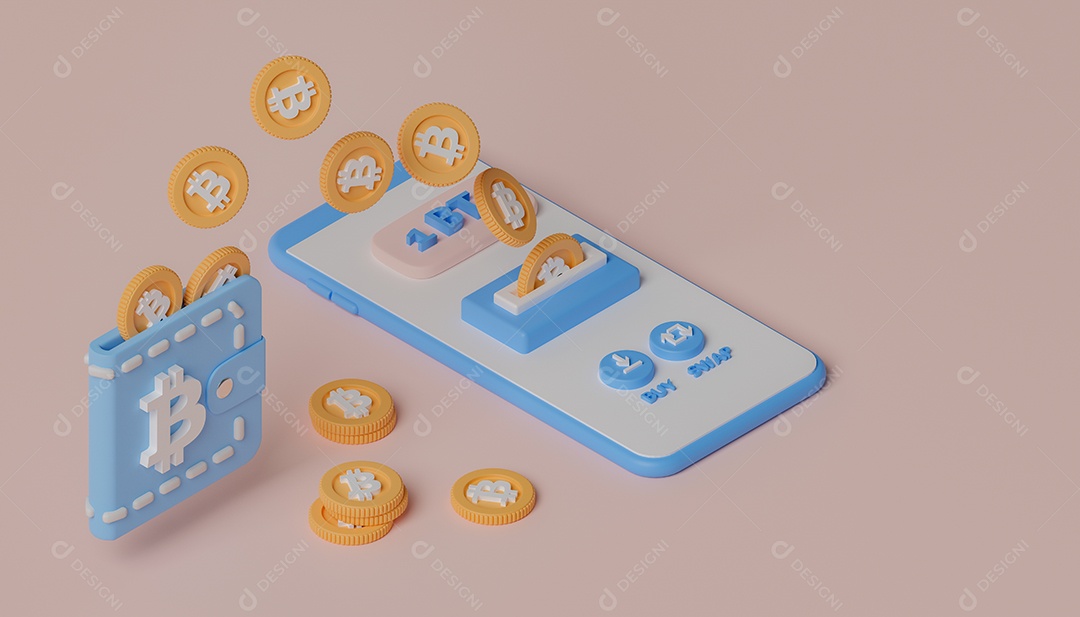 Renderização 3D Conceito criptomoedas