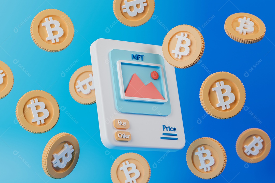 Renderização 3D Conceito de Bitcoin