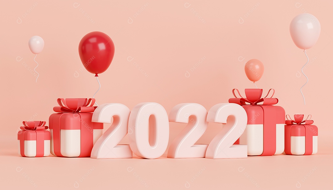 Renderização 3D Conceito Ano novo 2022