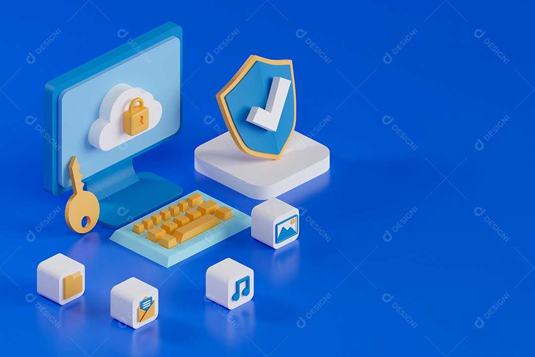 Renderização 3D Conceito Nuvem de armazenamentos