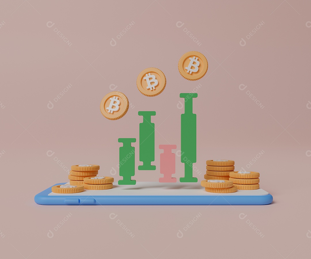 Renderização 3D Conceito criptomoedas