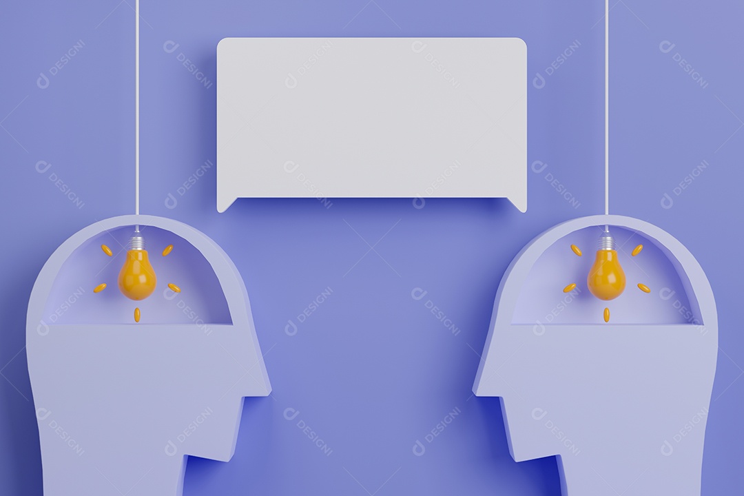 Renderização 3D Conceito Ideias com placa branca para cópia