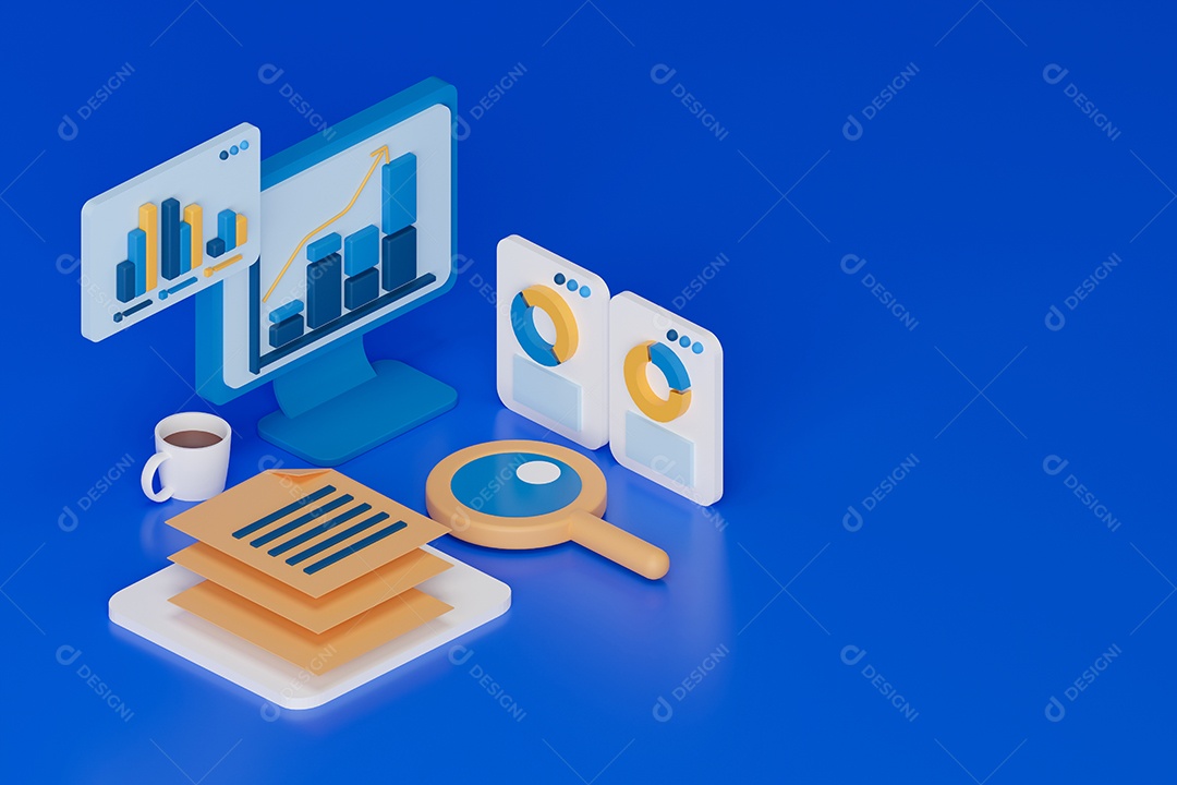 Renderização 3D Conceito mesa de trabalho