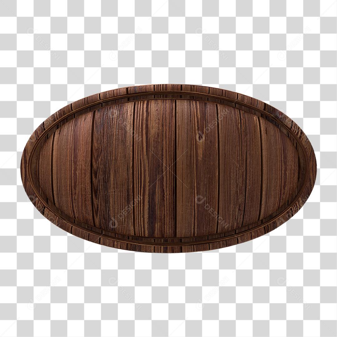 Placa de Madeira Oval PNG Transparente
