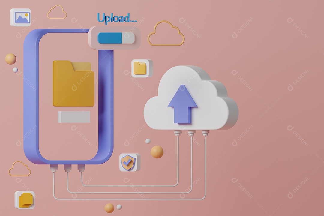 Renderização 3D Conceito Nuvem de armazenamentos