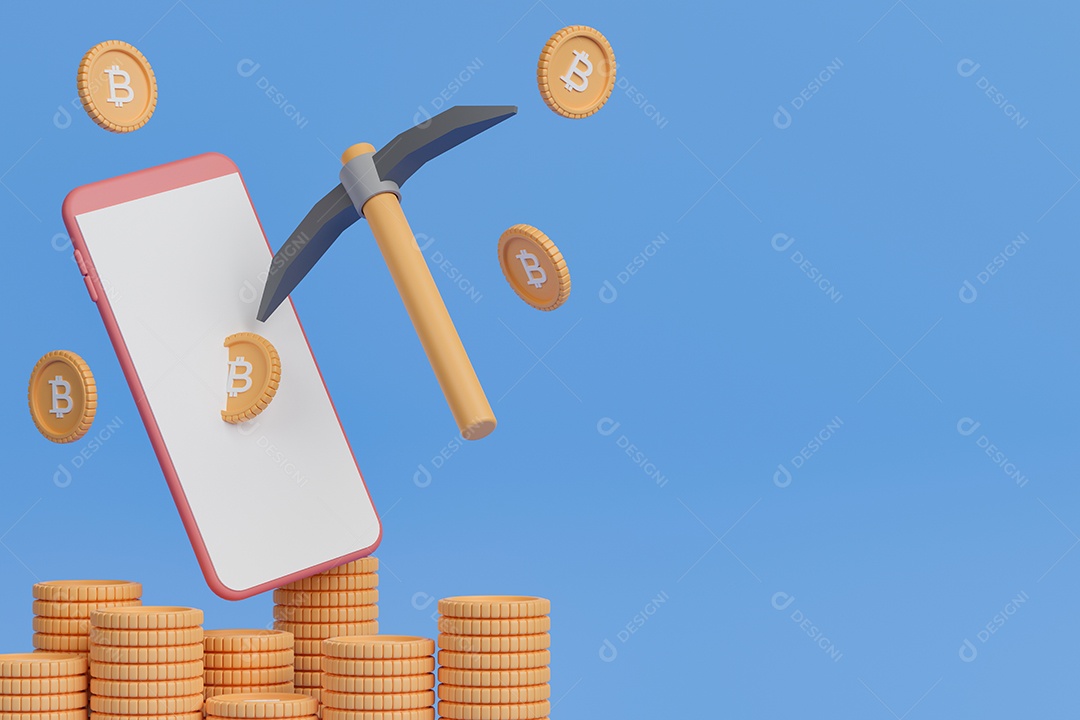 Renderização 3D Conceito criptomoedas