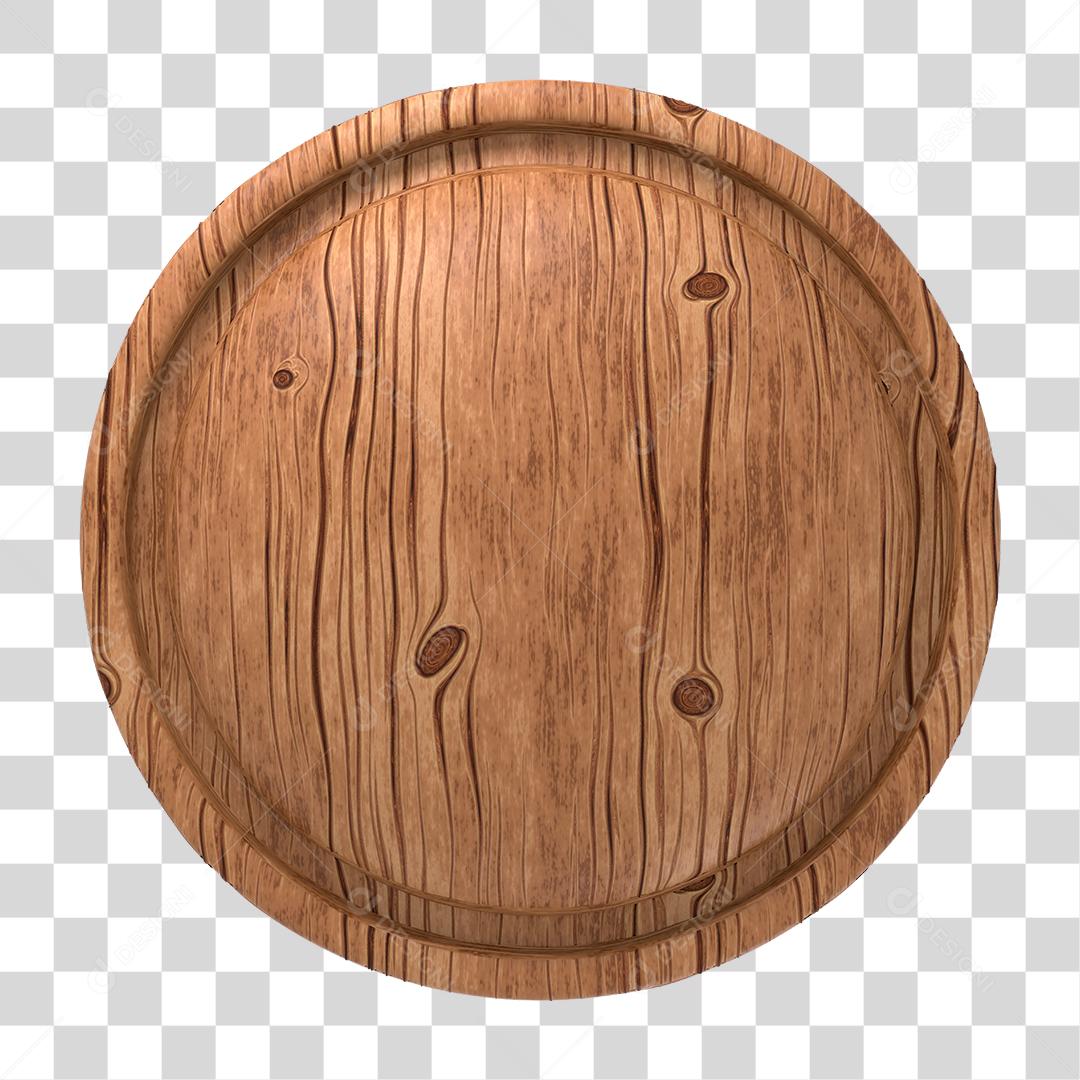 Placa de Madeira Circular PNG Transparente