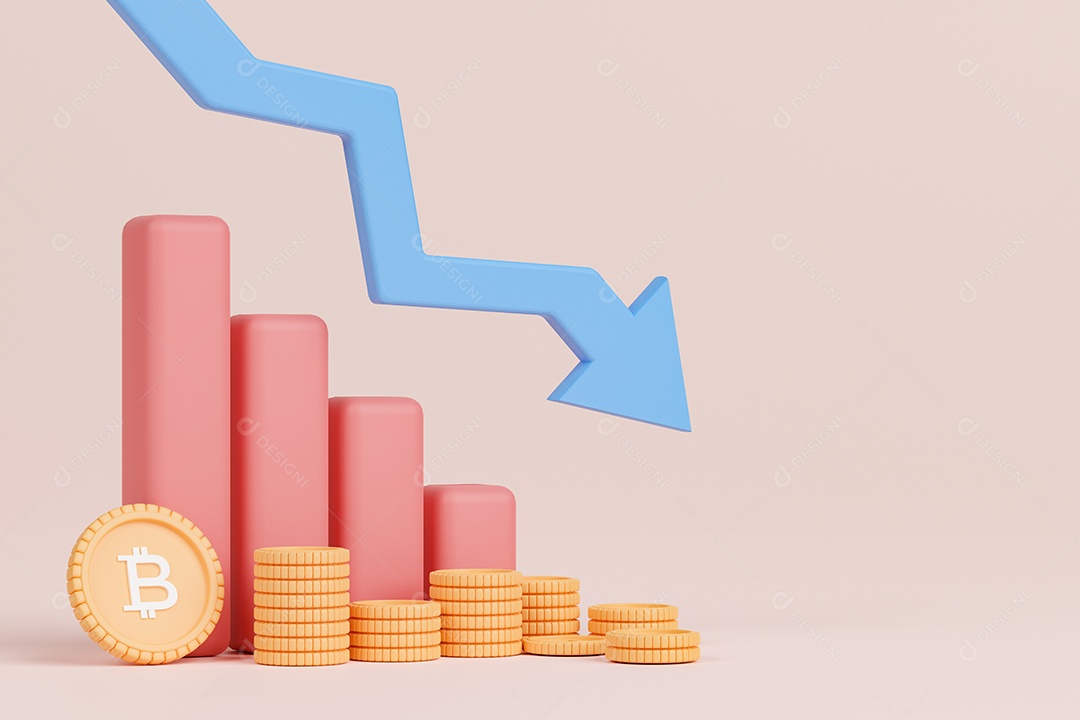 Renderização 3D Conceito criptomoedas