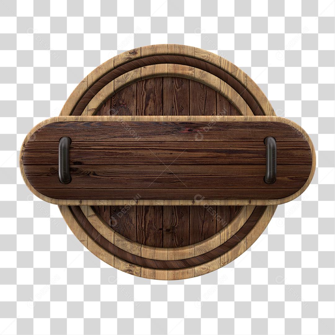 Placa de Madeira Redonda PNG Transparente