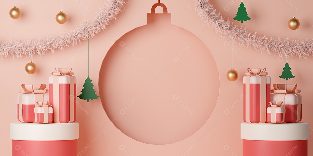 Renderização 3D fundo decoração de Natal