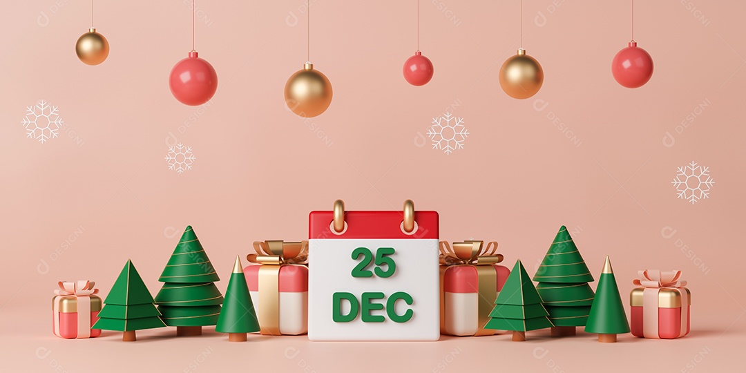 Renderização 3D fundo decoração de Natal