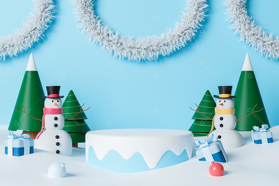 Renderização 3D Pódio para exibição de Natal