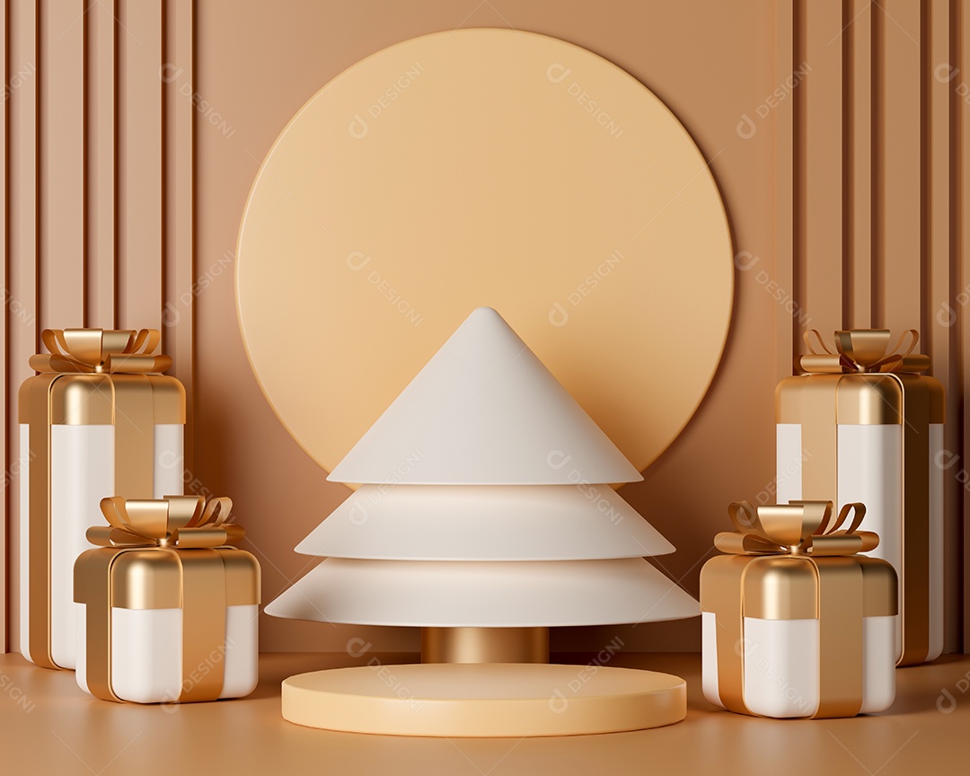 Renderização 3D Pódio para exibição decoração natal
