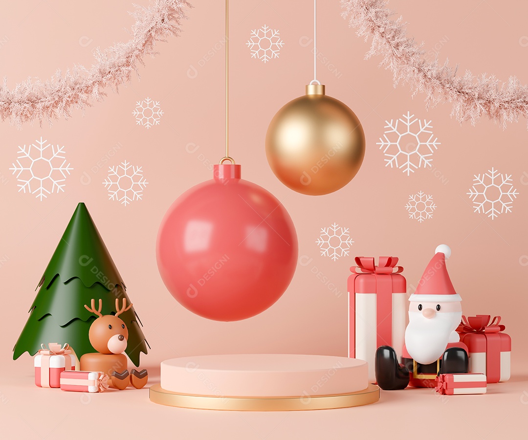 Renderização 3D Pódio decoração de natal