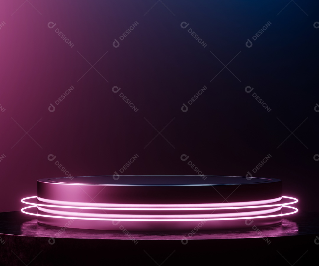 Renderização 3D Pódio para exibição em luzes neon