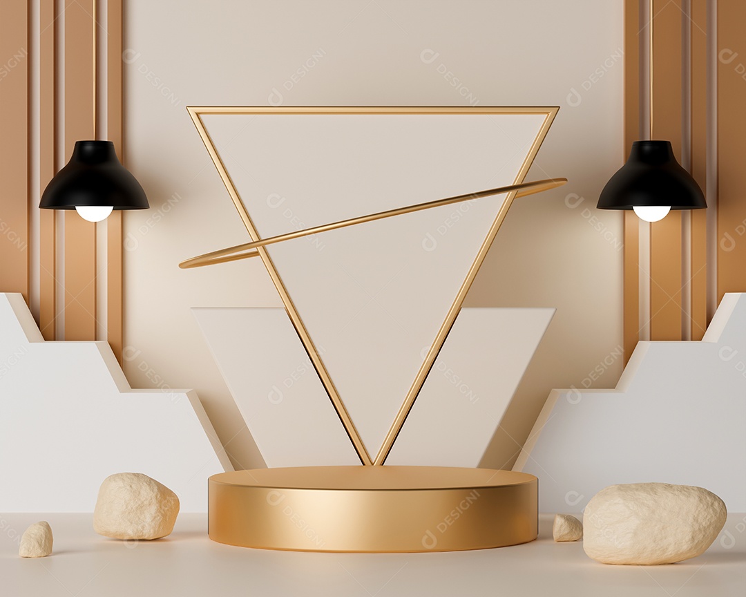 Renderização 3D Pódio em tons pasteis