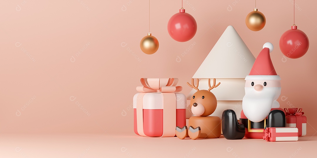 Renderização 3D Fundo decoração de natal