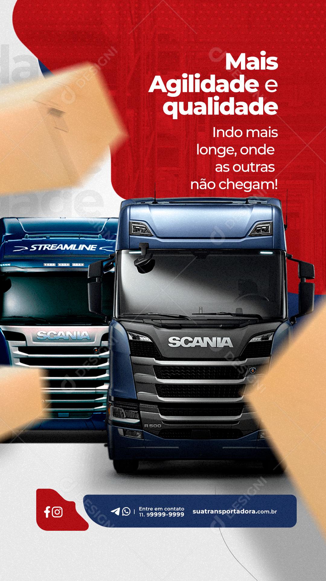 Story Mais agilidade e qualidade Transportadora Social Media PSD Editável