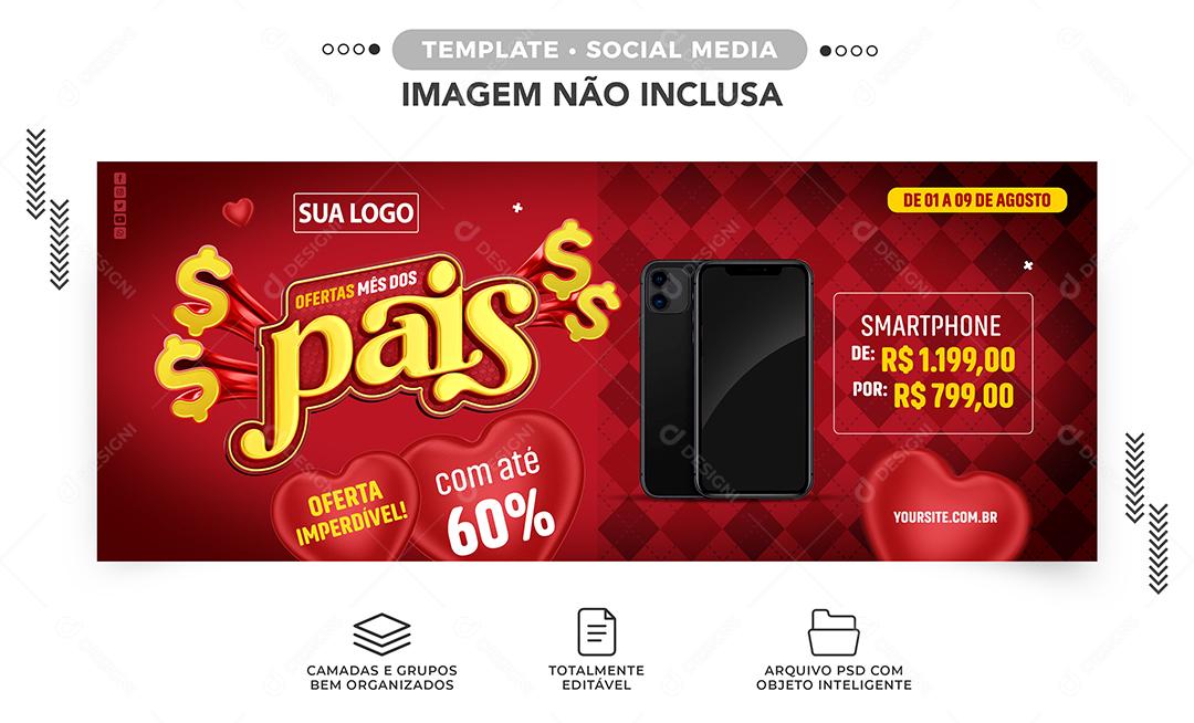 Social Media Banner Offers Father's Month Electronics Sales Editable PSD