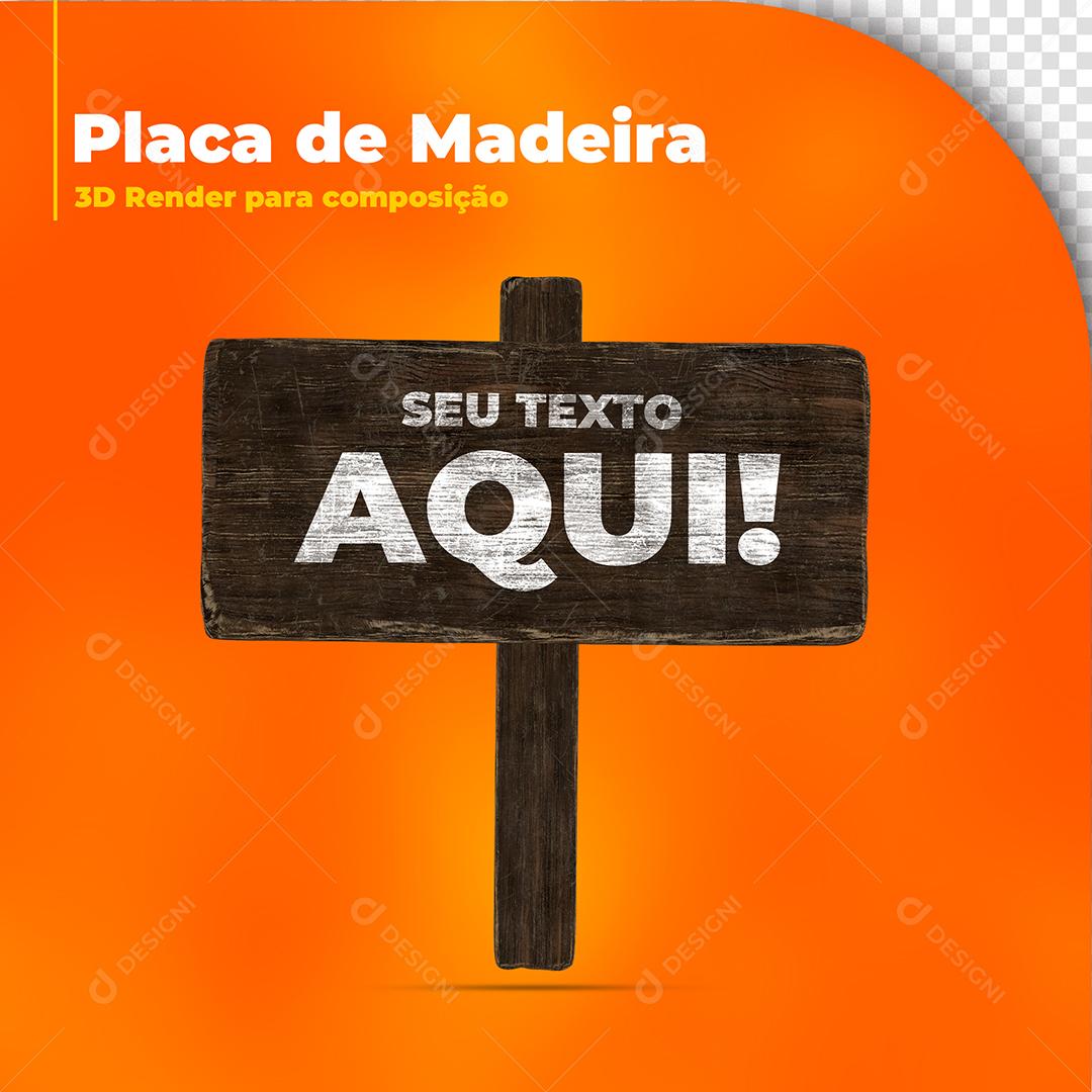 Elemento 3D Placa de Madeira Para Composição PSD