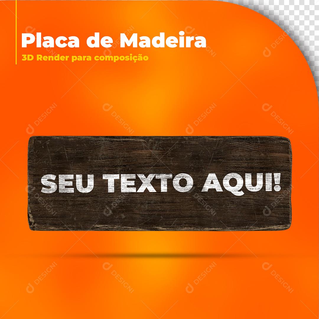 Placa de Madeira Elemento 3D Para Composição PSD