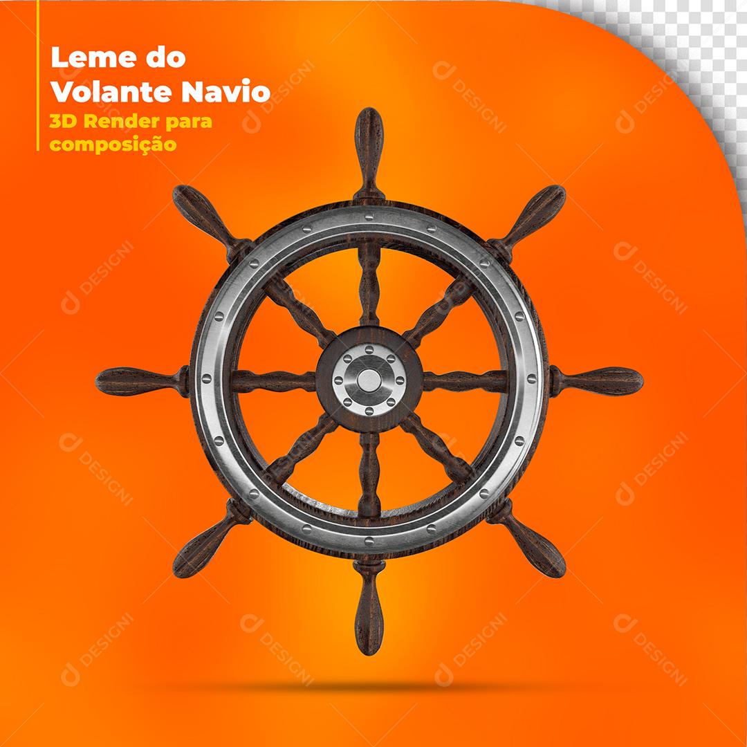 Leme de volante Navio Elemento 3D para Composição PSD