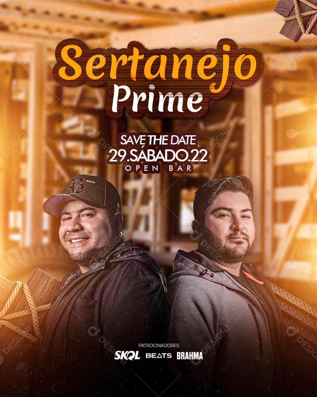 Flyer Show Sertanejo Prime Social Media PSD Editável