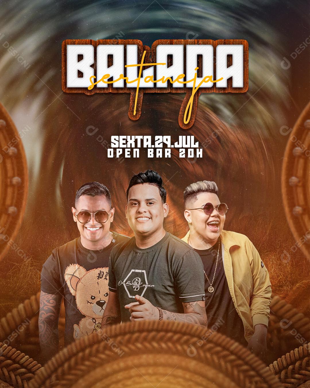 Flyer Balada Sertaneja Social Media PSD Editável