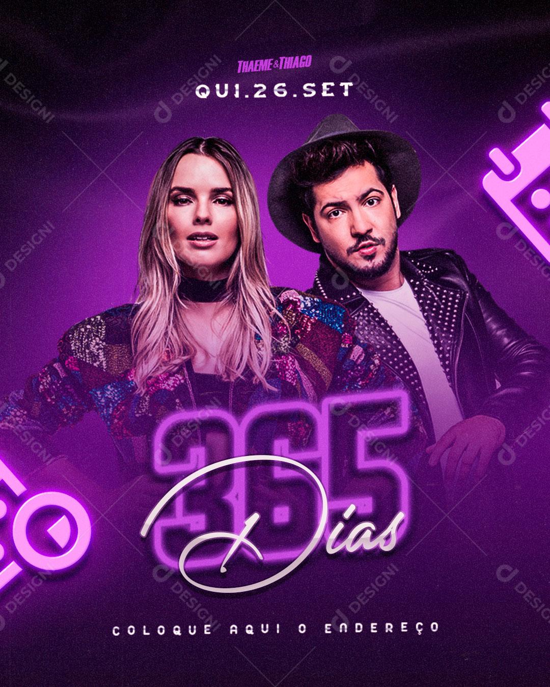 Social Media Flyer Evento 365 Dias Cantores Sertanejo PSD Editável