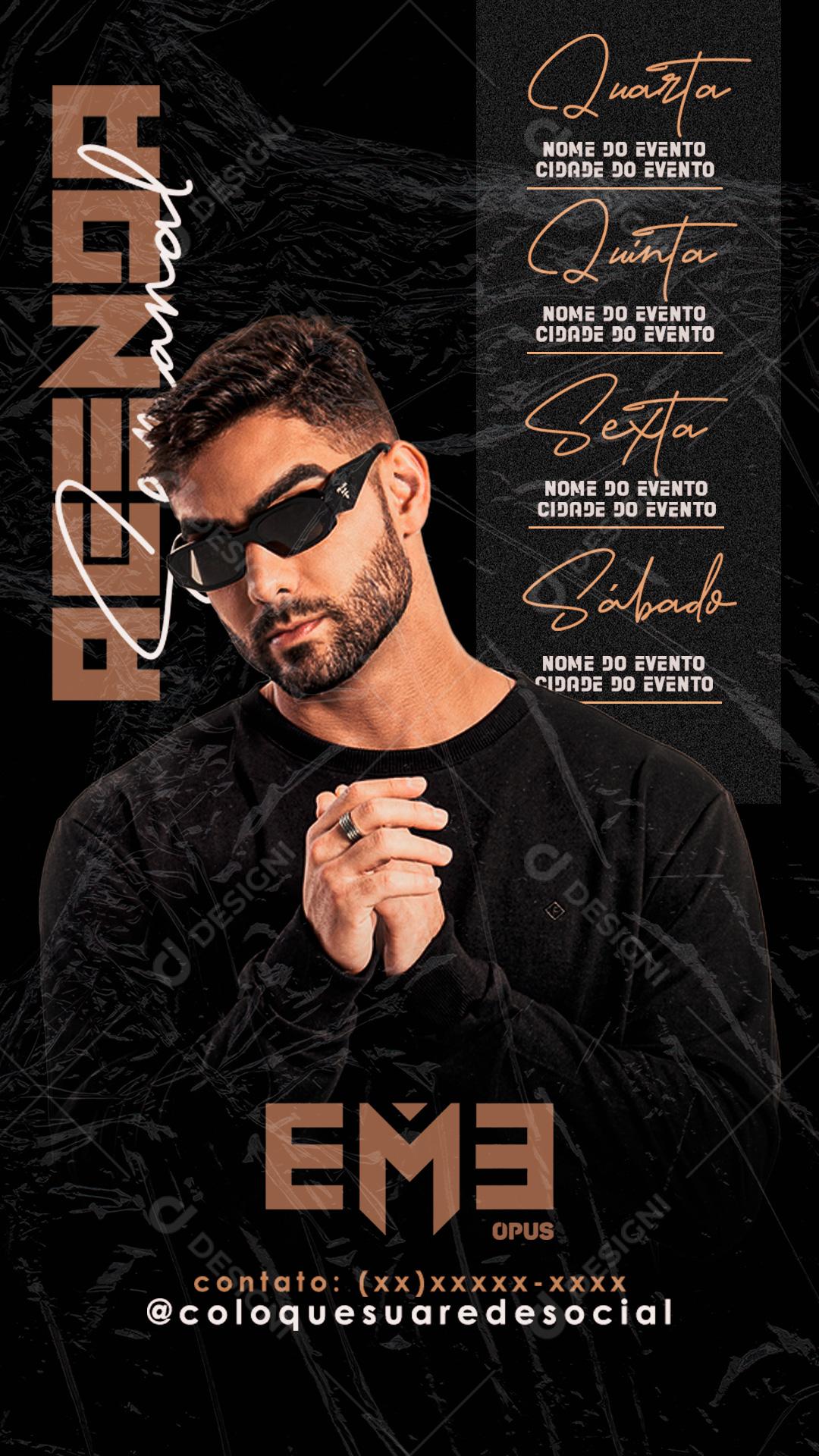 Social Media Agenda Semanal Artista DJ EME PSD Editável