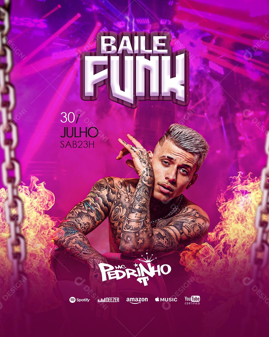 Flyer Baile Funk MC Pedrinho Social Media PSD Editável