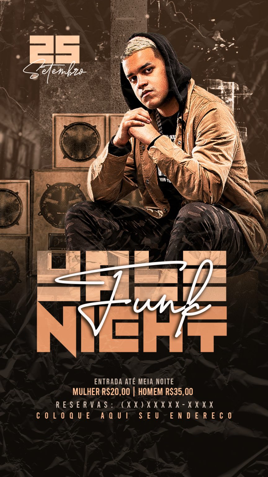 Social Media Flyer Evento Vale Night Funk Feed Artista Cantor de Funk PSD Editável