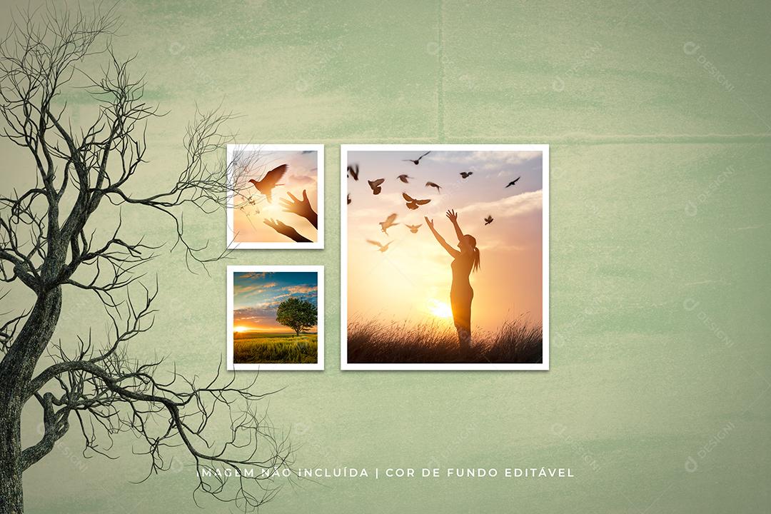 Mockup de Fotos em Papel PSD Editável