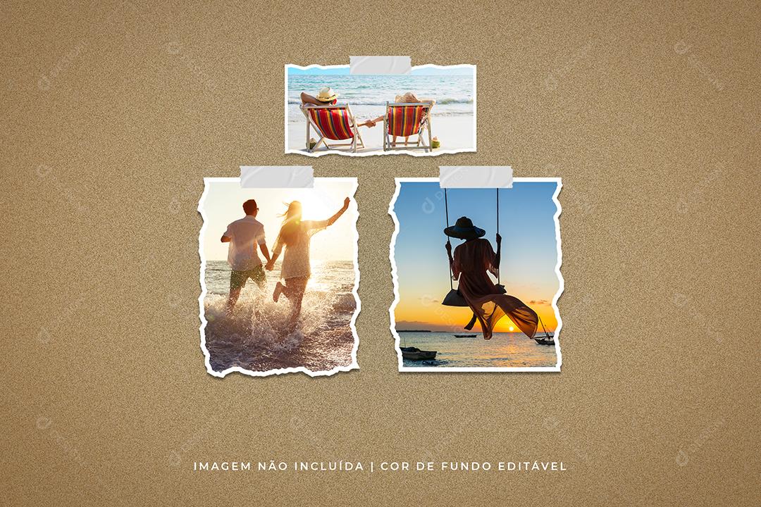 Mockup de Fotos em Papel PSD Editável