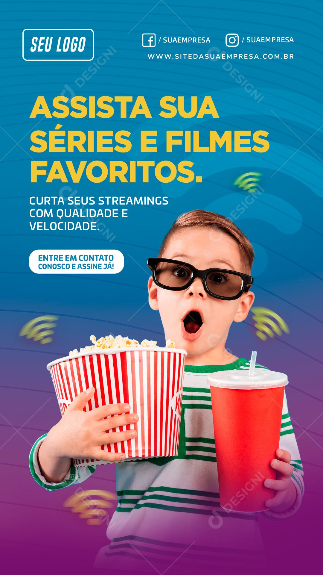 Social Media Streaming Story Assista Sua Séries e Filmes PSD Editável