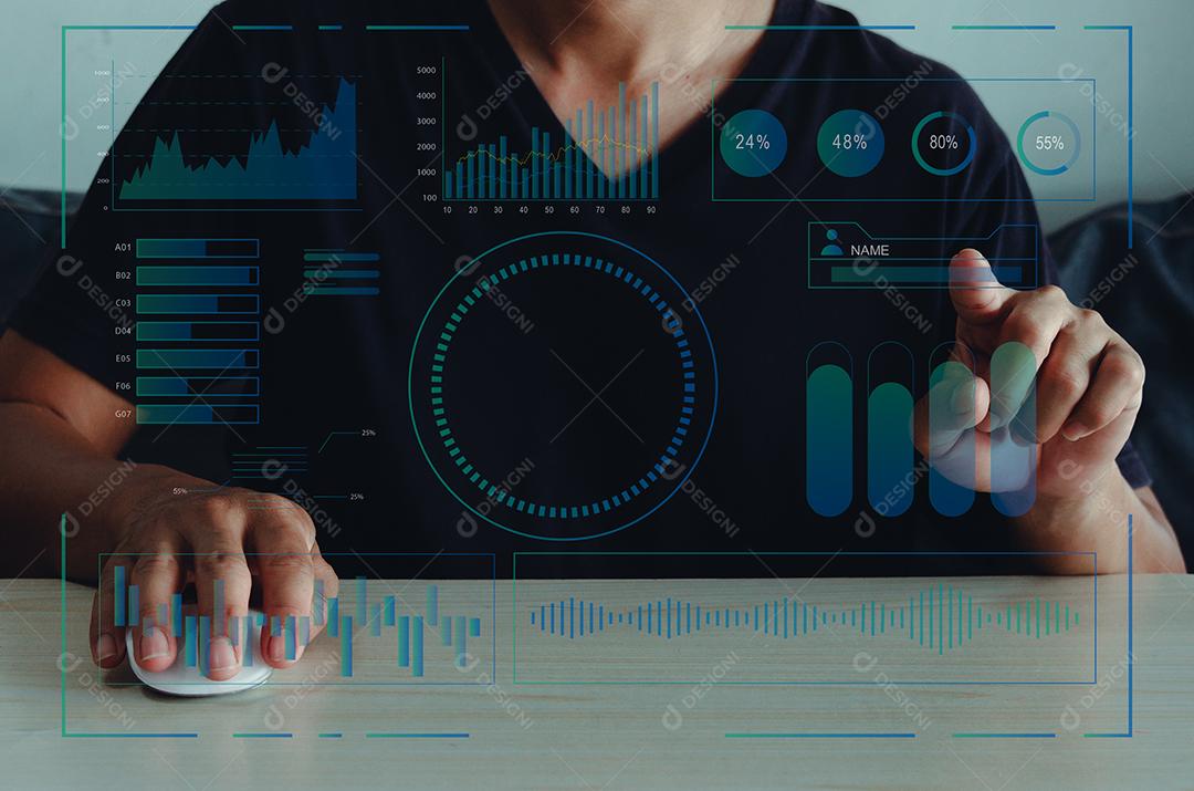 Big data digital e conceito de tecnologia virtual WEB 3.0