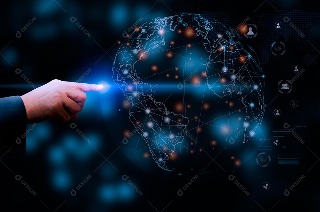 Comunicação digital e conceito de tecnologia de  tela virtual WEB 3.0