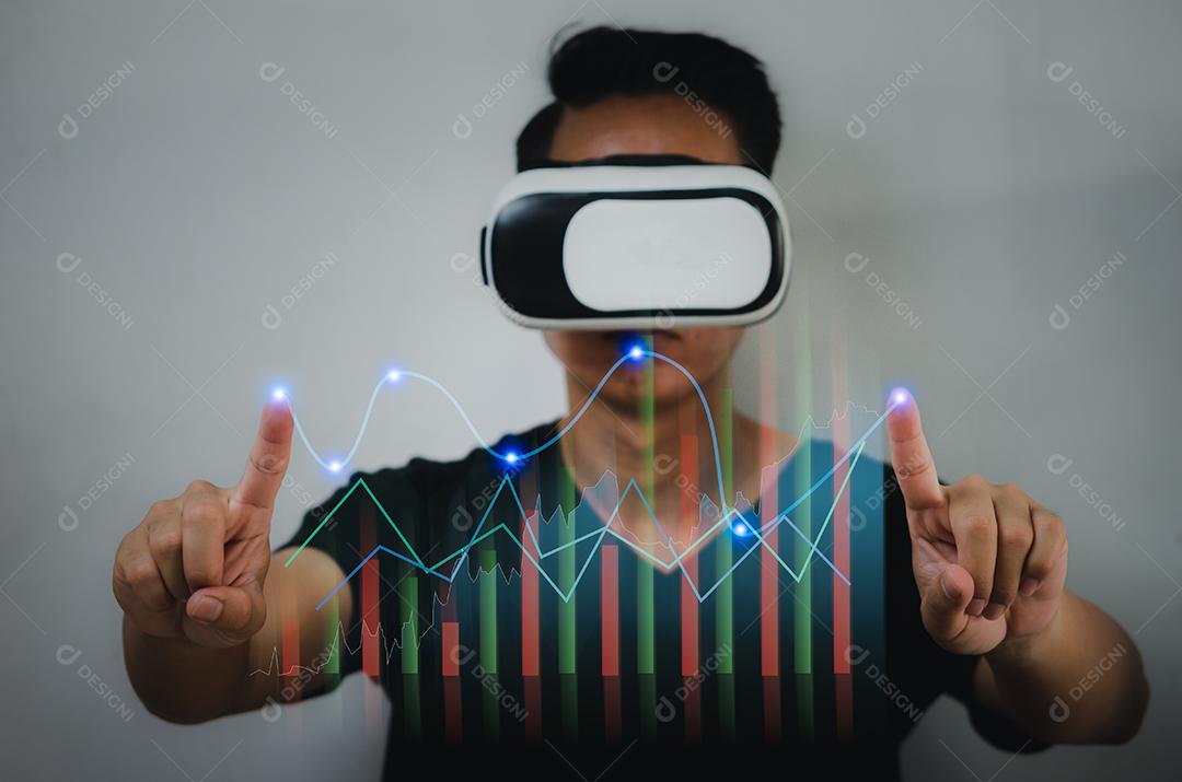 Experiência Virtual VR negócios marketing marketing mídia gráfico dados gráfico de dados mundo digital fundo.