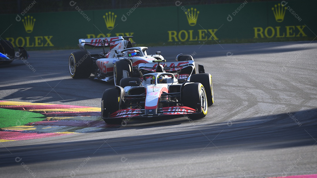Ilustração 3D do carro HASS F1 São Paulo, Brasil.