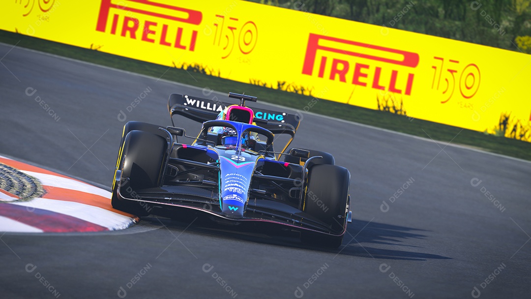 Ilustração 3D do carro Williams F1 São Paulo, Brasil.