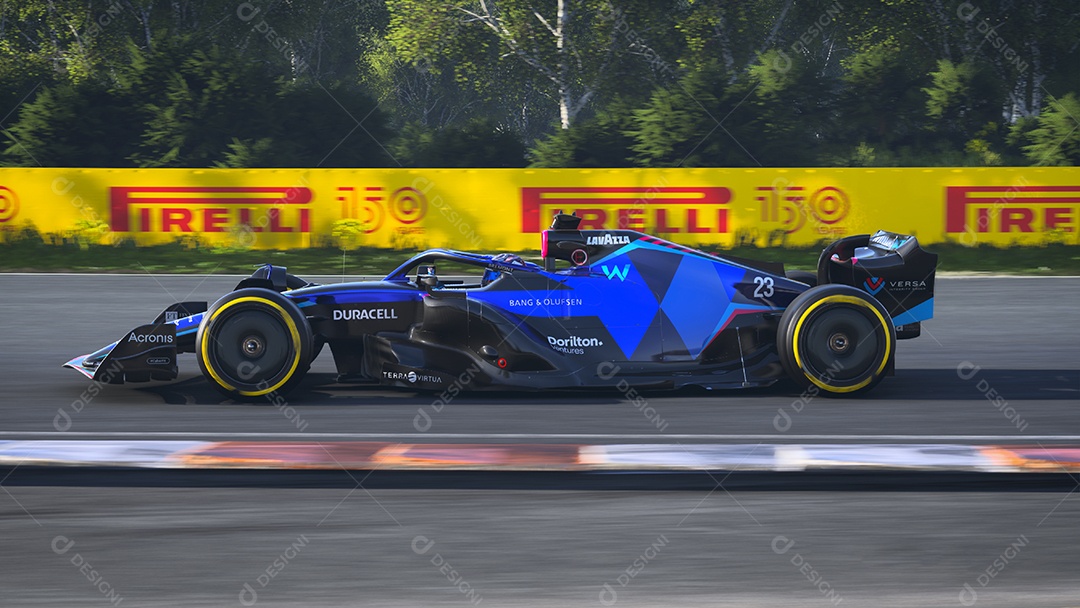 Ilustração 3D do carro Williams F1 São Paulo, Brasil.