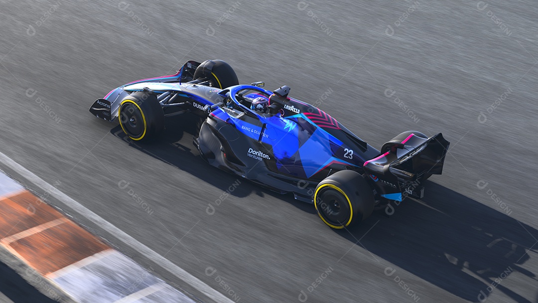 Ilustração 3D do carro Williams F1 São Paulo, Brasil.