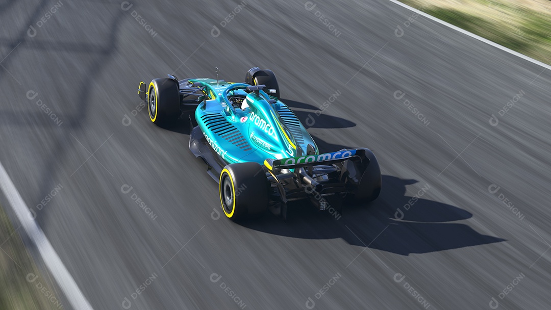 Ilustração 3D do carro Aston Martin F1 São Paulo, Brasil.